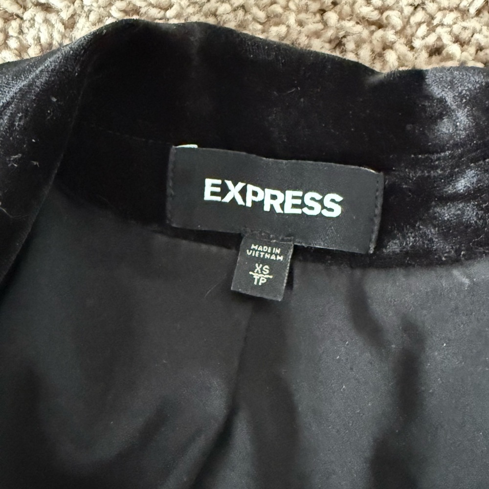Express Black Velvet Open-Front Blazer Jacket - Picture 5 of 6